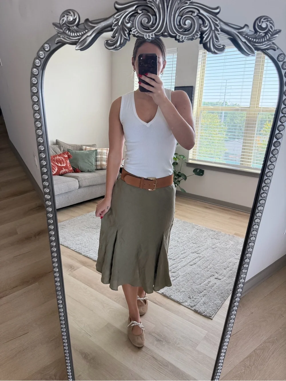 NWOT J.Crew Size Small Gwyneth Flounce Hem 100% Linen Midi Skirt